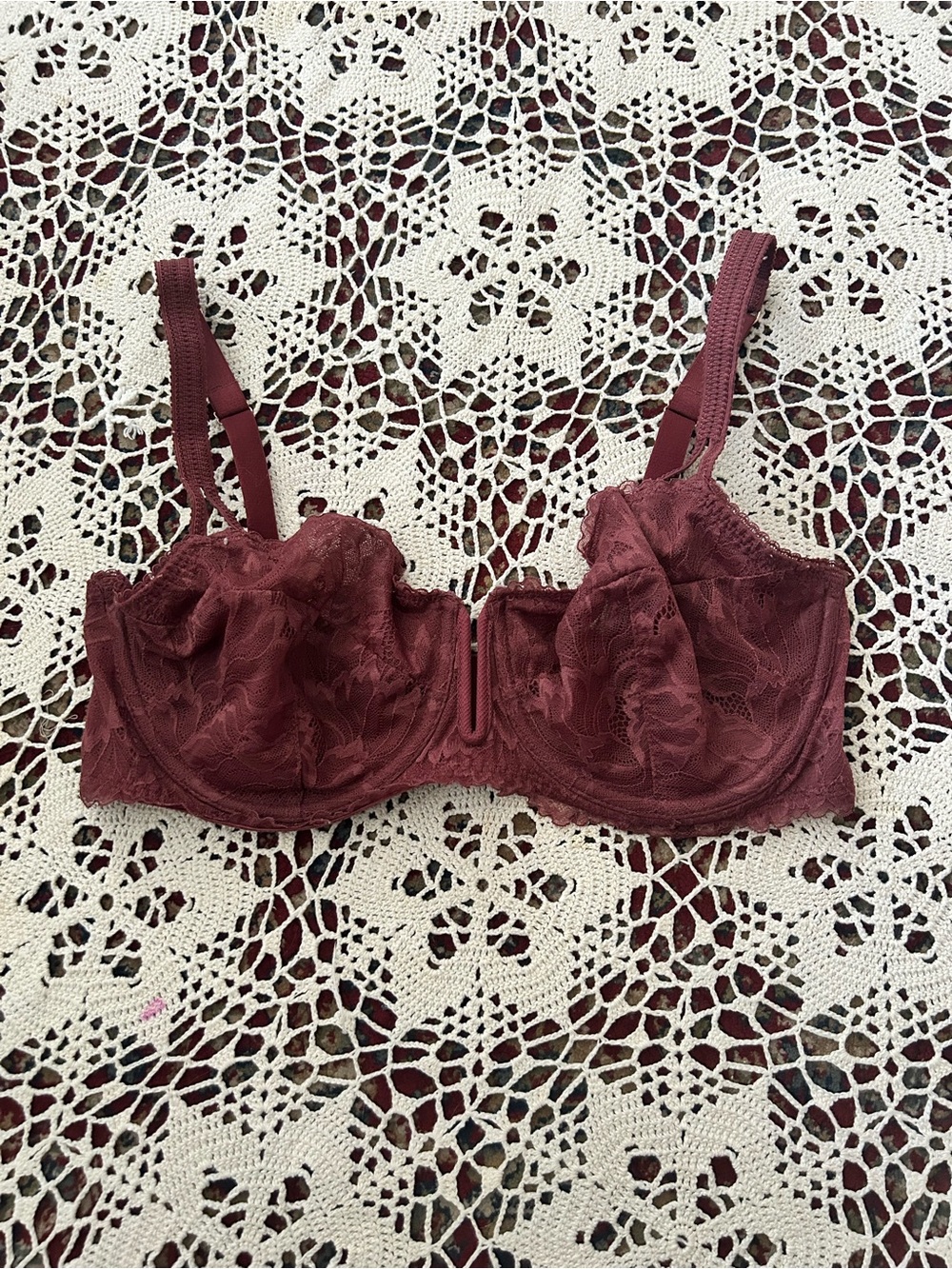 Auden Lace Balconette Underwire Bra in Wine NWOT